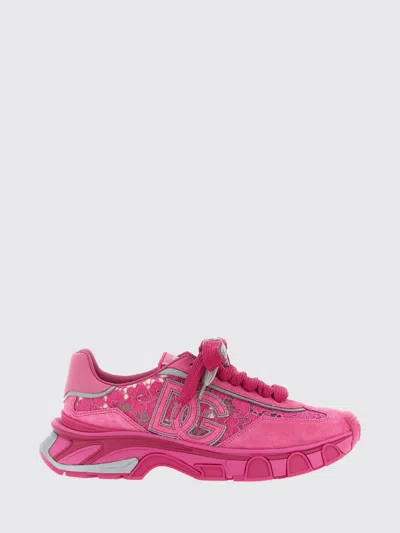 Dolce & Gabbana Fuchsia Lace Up Sneakers In Multi