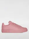 Dolce & Gabbana Embossed-logo Leather Sneakers In Pink