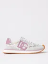 Dolce & Gabbana White Low Top With Lace Details And Dg Patch On The Side In Fabric And Suede Blend Woman In Multi