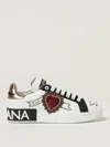 Dolce & Gabbana Portofino Logo-heart Leather Sneakers <br/> In White