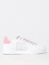 Dolce & Gabbana Portofino Low-top Leather Sneakers With Lateral Monogram In Pink