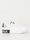 Dolce & Gabbana Women Portofino White Leather Sneakers With Logo In 白色