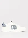 Dolce & Gabbana White Low-top Sneakers With Logo And Blue Tongue In White