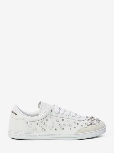 Dolce & Gabbana Sneakers Embellished With Rhinestones In White