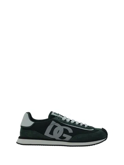 Dolce & Gabbana Green Panelled Leather Sneakers In Multi