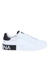 Dolce & Gabbana Portofino Leather Sneakers With Rubberized Logo Shoes In Multicolor