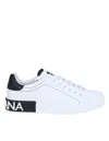Dolce & Gabbana Portofino Leather Sneakers With Rubberized Logo Shoes In Multicolor
