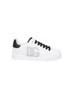 Dolce & Gabbana White And Black Leather Sneakers In White