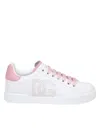 Dolce & Gabbana Portofino Low-top Leather Sneakers With Lateral Monogram In Pink