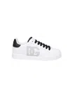 Dolce & Gabbana White And Black Leather Sneakers In White
