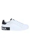 Dolce & Gabbana Portofino Leather Sneakers With Rubberized Logo Shoes In Multicolor