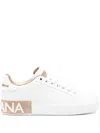 Dolce & Gabbana Women White Nappa Leather Portofino Sneakers In Gold