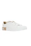Dolce & Gabbana Portofino White And Gold Low Top Sneakers With Logo In Leather Woman In Gold Powder