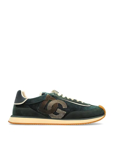 Dolce & Gabbana Cushion Low-top Sneakers Featuring Suede Inserts In Green
