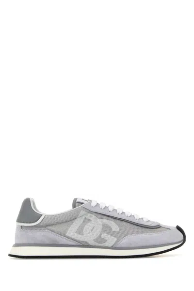 Dolce & Gabbana Grey Suede And Mesh Dg Aria Sneakers In Gray