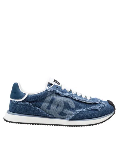 Dolce & Gabbana Sneakers In Denim And Nappa In Multicolor