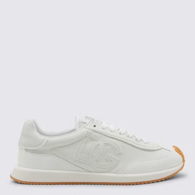 Dolce & Gabbana Men White Low Top Sneakers With Logo Patch On Tongue And Side In Leather Man