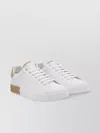 Dolce & Gabbana Portofino Leather Sneakers In White And Tan In White