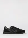 Dolce & Gabbana Round Toe Leather Sneakers With Suede Accents In Black