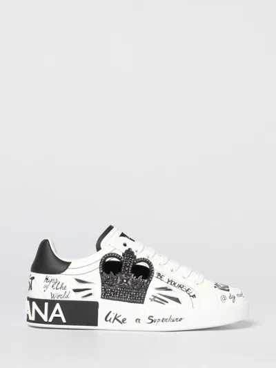 DOLCE & GABBANA DOLCE &AMP; GABBANA DOLCE & GABBANA PORTOFINO SNEAKERS IN LEATHER WITH LETTERING