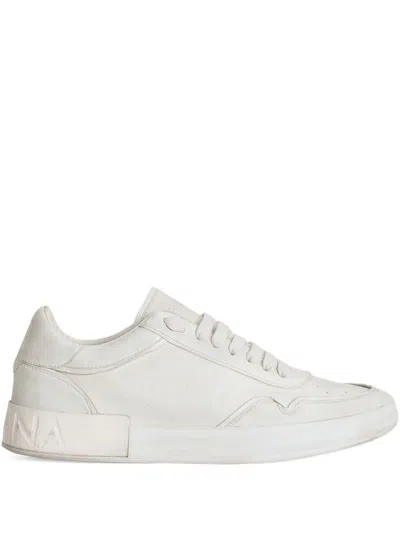 Dolce & Gabbana Portofino Leather Lace-up Trainers In White