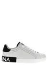 Dolce & Gabbana Portofino Leather Sneakers With Rubberized Logo Shoes In Multicolor