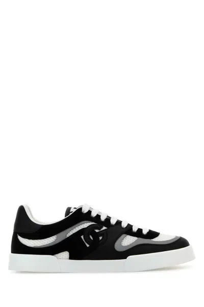 Dolce & Gabbana White And Black Portofino Light Sneakers