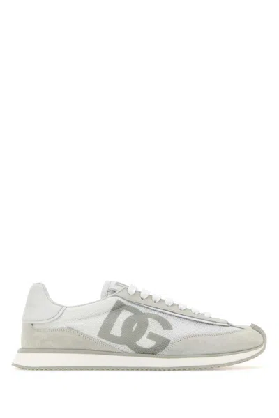 Dolce & Gabbana Two-tone Suede And Mesh Dg Aria Sneakers In Multicolor