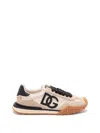 Dolce & Gabbana Dg Athletic Black Low Top Sneakers With Logo Patch On The Tongue And Maxi Logo On The Side In Suede  In Neutral