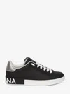 Dolce & Gabbana Portofino Sneakers In Black Leather With Silver Inserts Dolce E Gabbana In Black