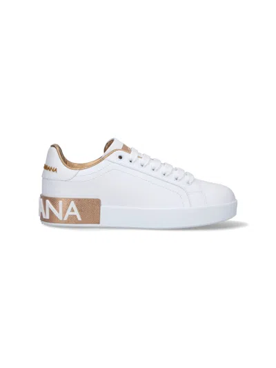 Dolce & Gabbana Calfskin Portofino Sneakers For Women In White