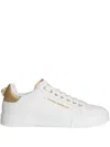 Dolce & Gabbana Sneakers Portofino In Pelle Bianca E Oro Dolce E Gabbana In White