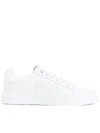 Dolce & Gabbana Women Portofino Low-top Leather Sneakers With Lateral Monogram In White