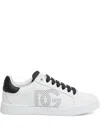 Dolce & Gabbana Portofino Light White Sneakers With Perforated Logo On The Side And Logo Patch On The Tongue In Leat In White
