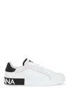 Dolce & Gabbana Portofino Leather Sneakers With Rubberized Logo Shoes In White