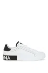 Dolce & Gabbana Portofino Leather Sneakers With Rubberized Logo Shoes In White