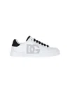 Dolce & Gabbana White And Black Leather Sneakers In White