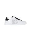 Dolce & Gabbana White And Black Leather Sneakers In White