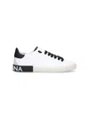 Dolce & Gabbana Portofino Leather Sneakers With Rubberized Logo Shoes In White