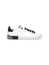 Dolce & Gabbana Portofino Leather Sneakers With Rubberized Logo Shoes In White