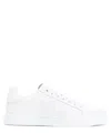 Dolce & Gabbana Women Portofino Low-top Leather Sneakers With Lateral Monogram In White