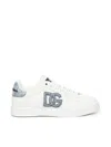 Dolce & Gabbana White Low-top Sneakers With Logo And Blue Tongue In White