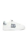 Dolce & Gabbana White Low-top Sneakers With Logo And Blue Tongue In White