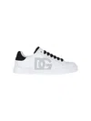 Dolce & Gabbana White And Black Leather Sneakers In White