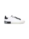 Dolce & Gabbana Portofino Leather Sneakers With Rubberized Logo Shoes In White