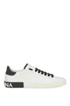 Dolce & Gabbana Portofino Leather Sneakers With Rubberized Logo Shoes In White