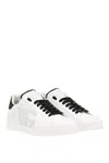 Dolce & Gabbana White And Black Leather Sneakers In White