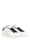 Dolce & Gabbana White And Black Leather Sneakers In White