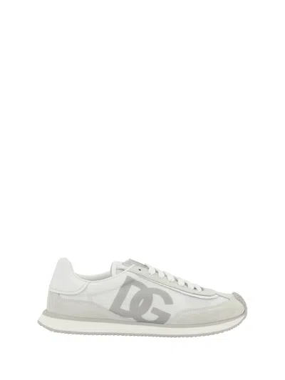 Dolce & Gabbana Calfskin Strobel Portofino Light Sneakers In Neutral