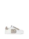 Dolce & Gabbana Black And Beige Low Top Sneakers With Logo Patch On The Side And Logo Lettering On The Tongue In Lea In White